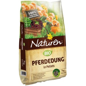 Naturen Bio Pferdedung 7kg im Sack: Organischer Dünger in Pelletform für Garten und Beet.