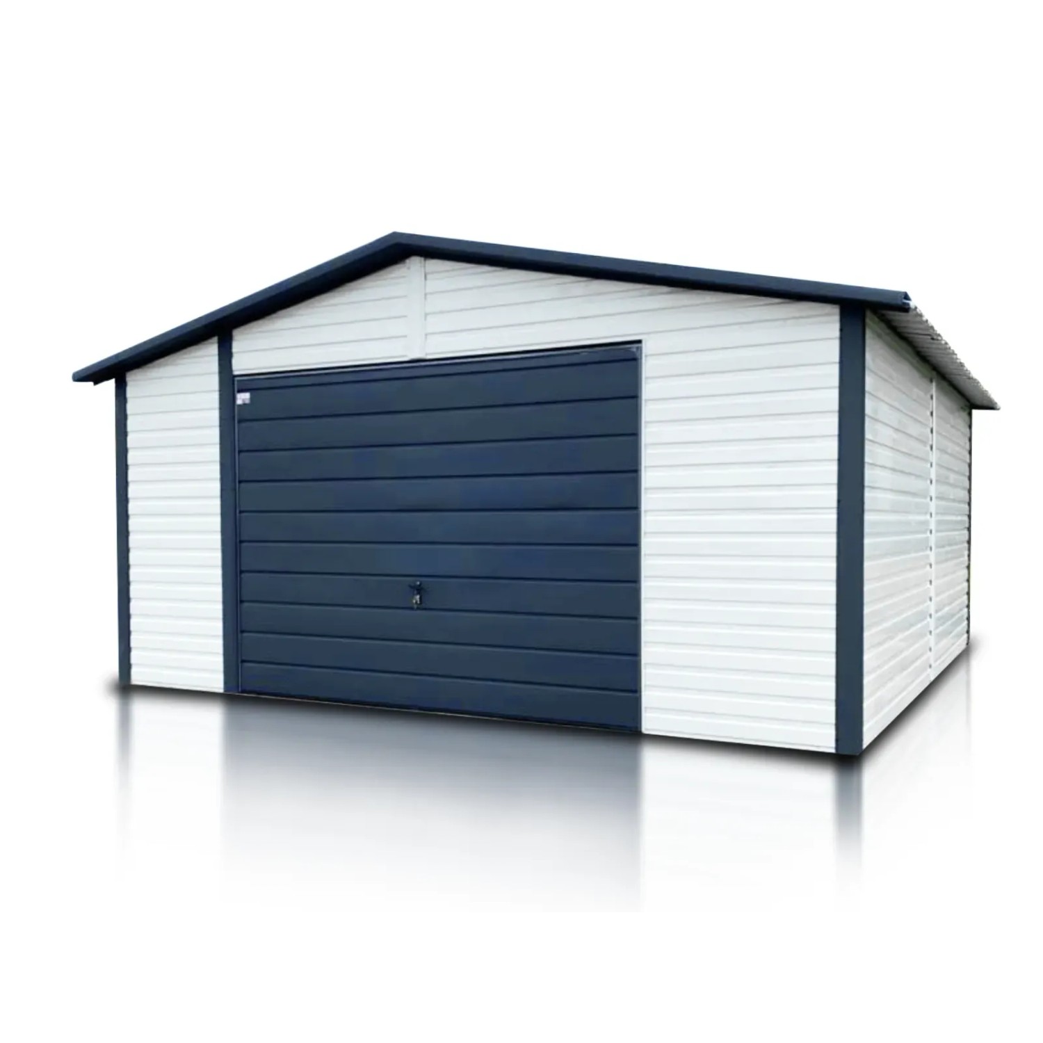 Liderstal Einzelgarage Standard aus Blech 500 x 500 cm Satteldach Schwingtor Weiß