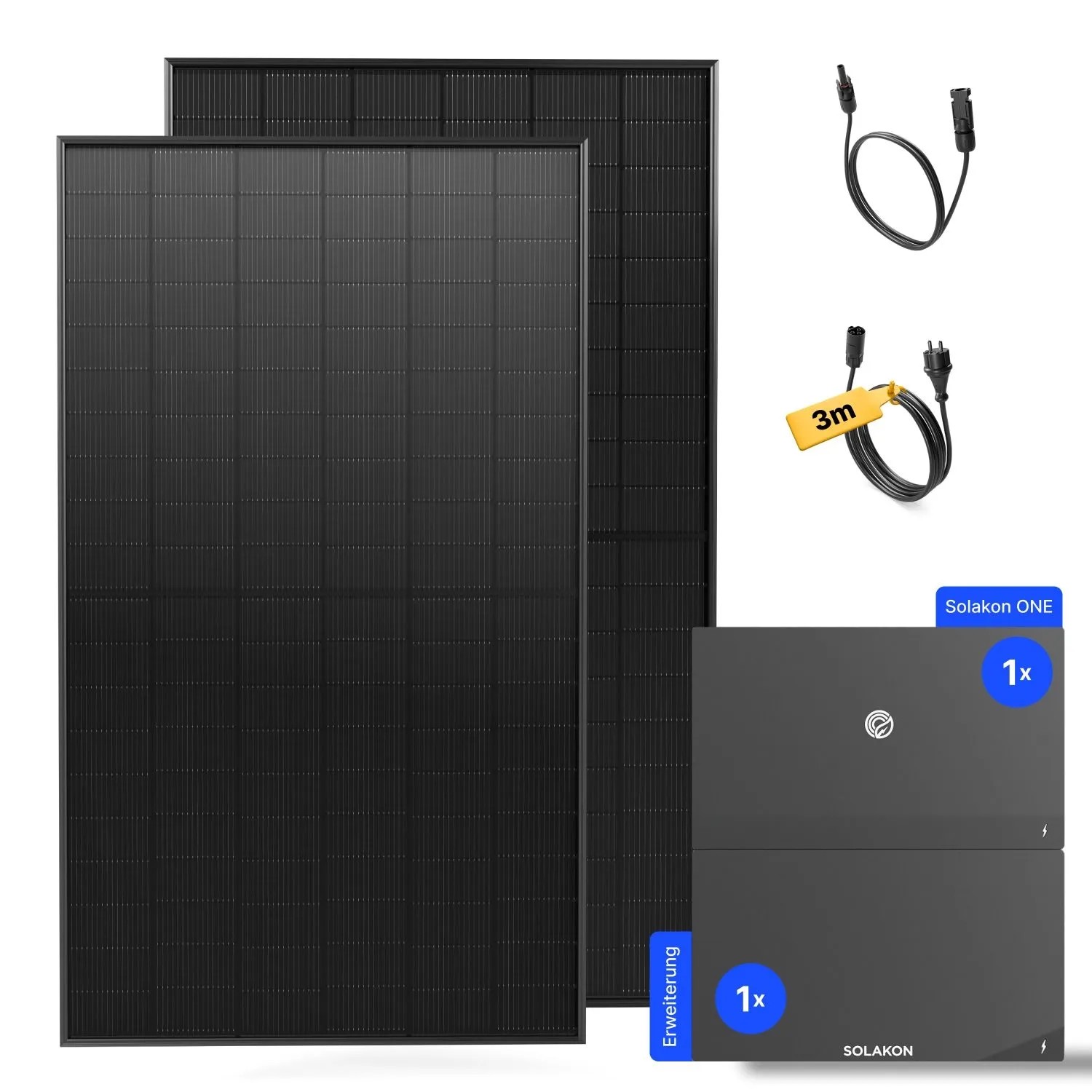 Solakon Balkonkraftwerk 1000W Solaranlage mit Speicher + Erweiterung 4,22 kWh Steckerfertig Komplettset Photovoltaik Anlage 800W Kabel 3m