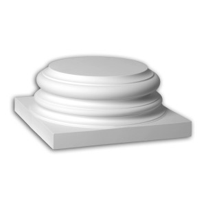 Weißer PROFHOME Vollsäulen Sockel aus Polyurethan Hartschaum, 27,2x27,2x11,5 cm, für Fassaden.