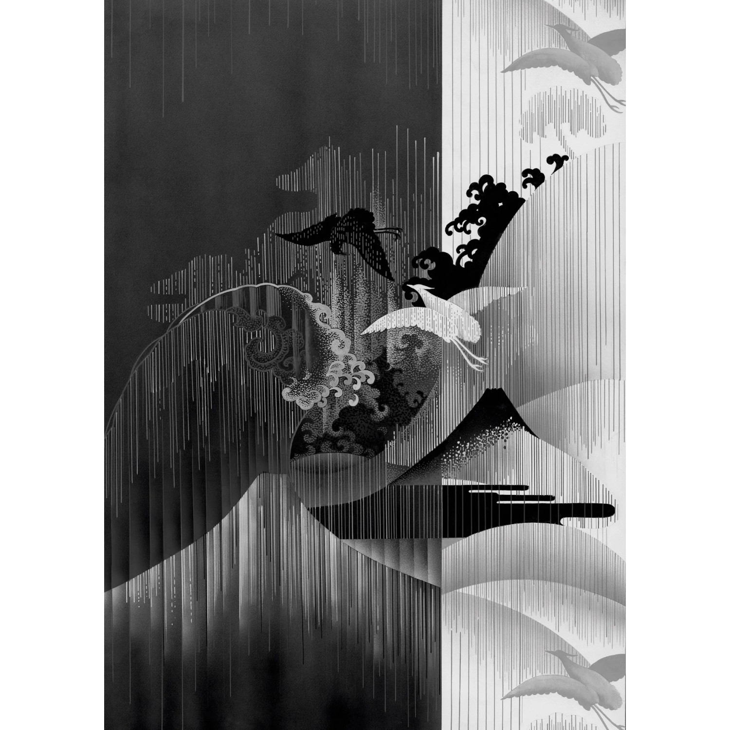 Komar Fototapete Vliestapete Yin Yang, glatt, bedruckt, geblümt, floral, realistisch, 200 x 280 cm
