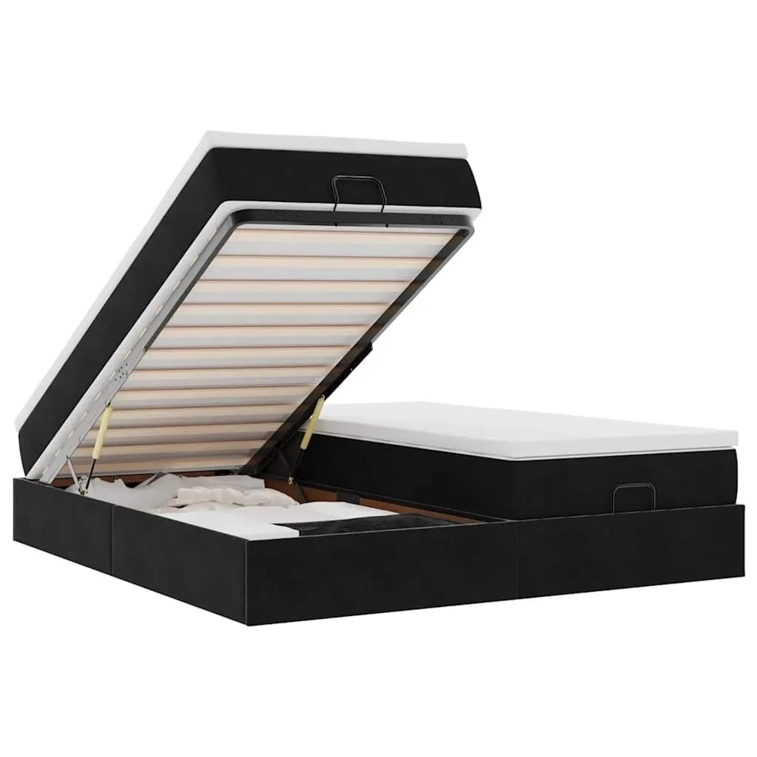 vidaXL Ottoman-Bett mit Matratzen Schwarz 200x200 cm Samt 3311269