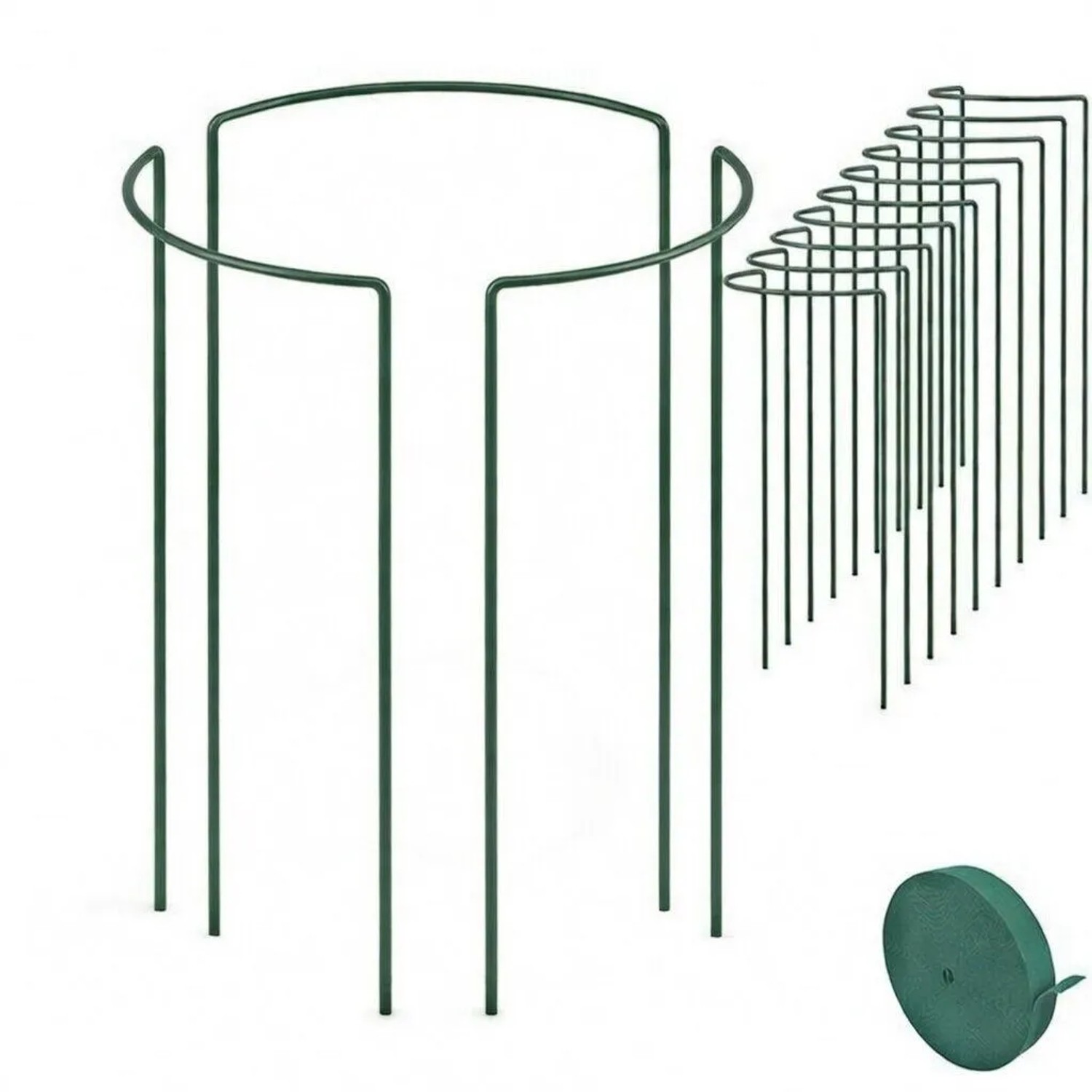 TTL GARDEN Strauchstütze 160x40cm 10er Set Inkl 10m Klettband Pflanzenhalter Rankhilfe Metall Stabil