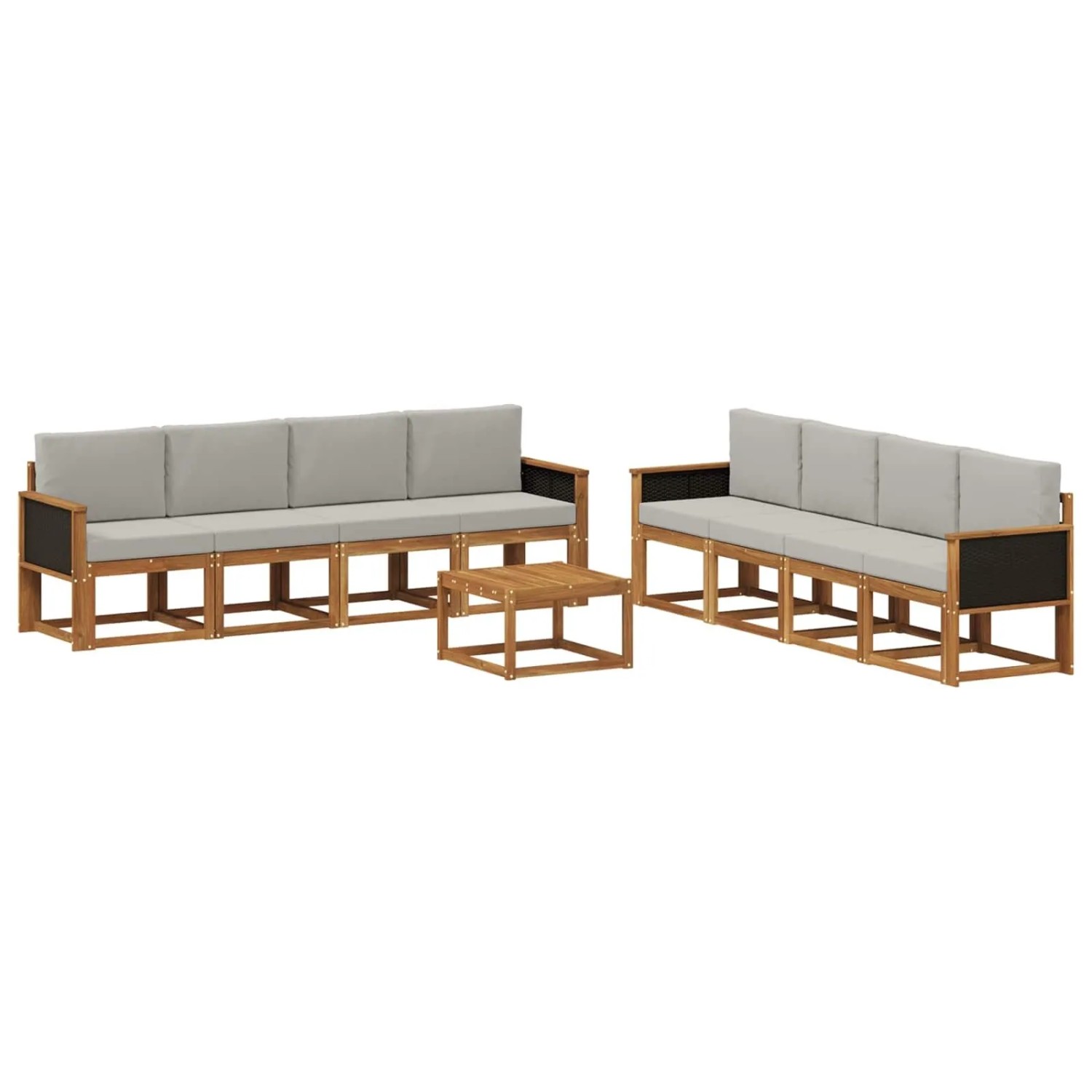 vidaXL Outdoor-Sofagarnitur mit Kissen 7 Stk Natur und Hellgrau 3385082