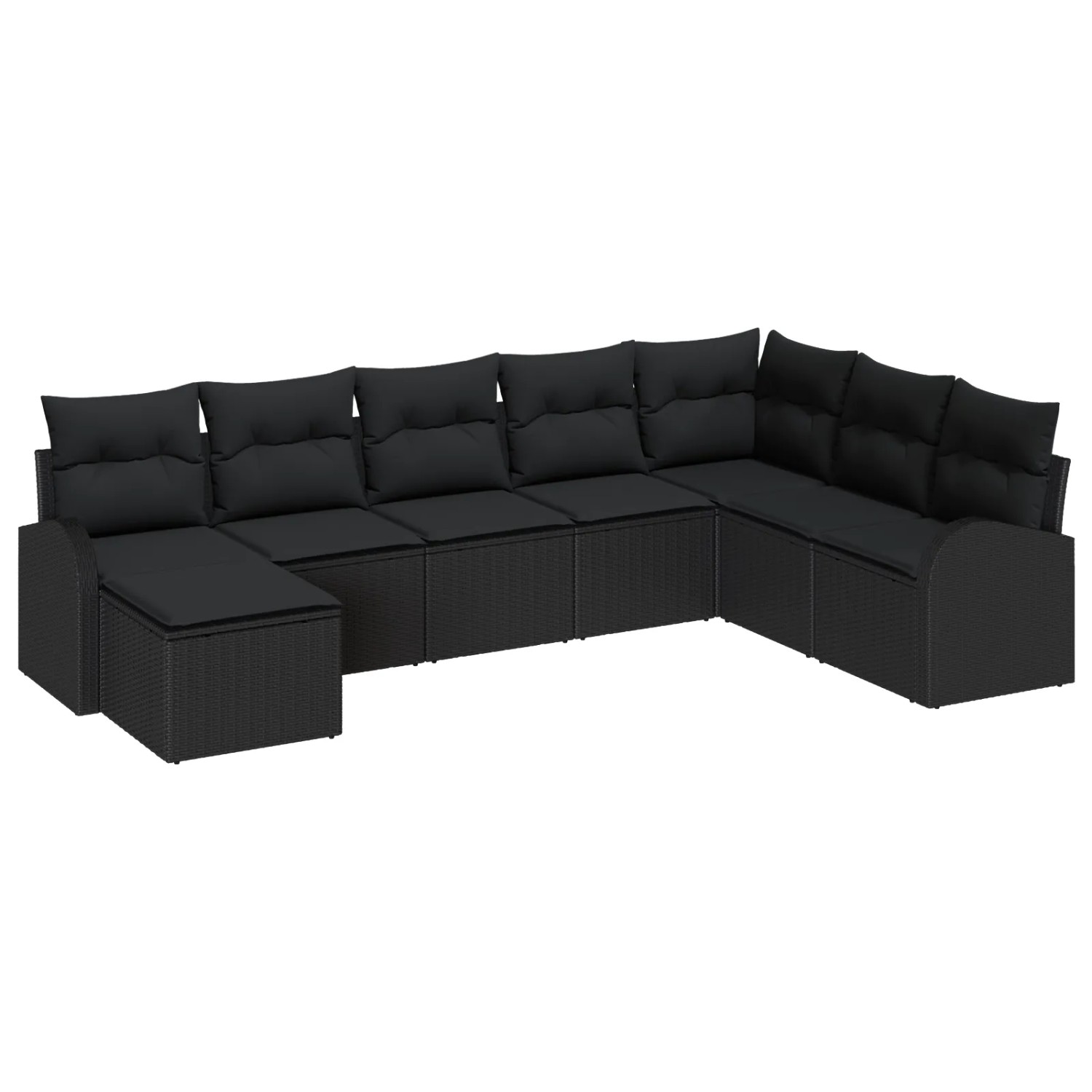 vidaXL Garten-Sofa-Set mit Kissen 8-Tlg Schwarz Poly Rattan 3354832