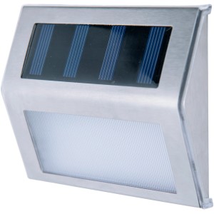 Näve LED-Solar-Wandleuchte, 4er-Set, Edelstahloptik, warmweißes Licht.