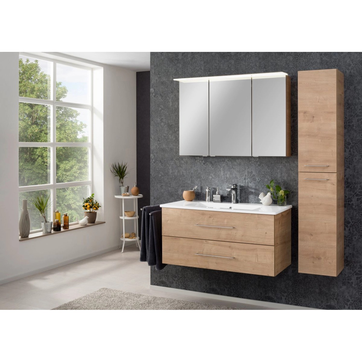 Fackelmann Bad-Hochschrank B.Perfekt Asteiche, 160x30x32cm, im Badezimmer