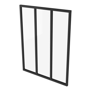 AICA Loftstil Innenfenster Ecklösung, 93x108cm, schwarzer Rahmen, Glas Trennwand für Innenräume.