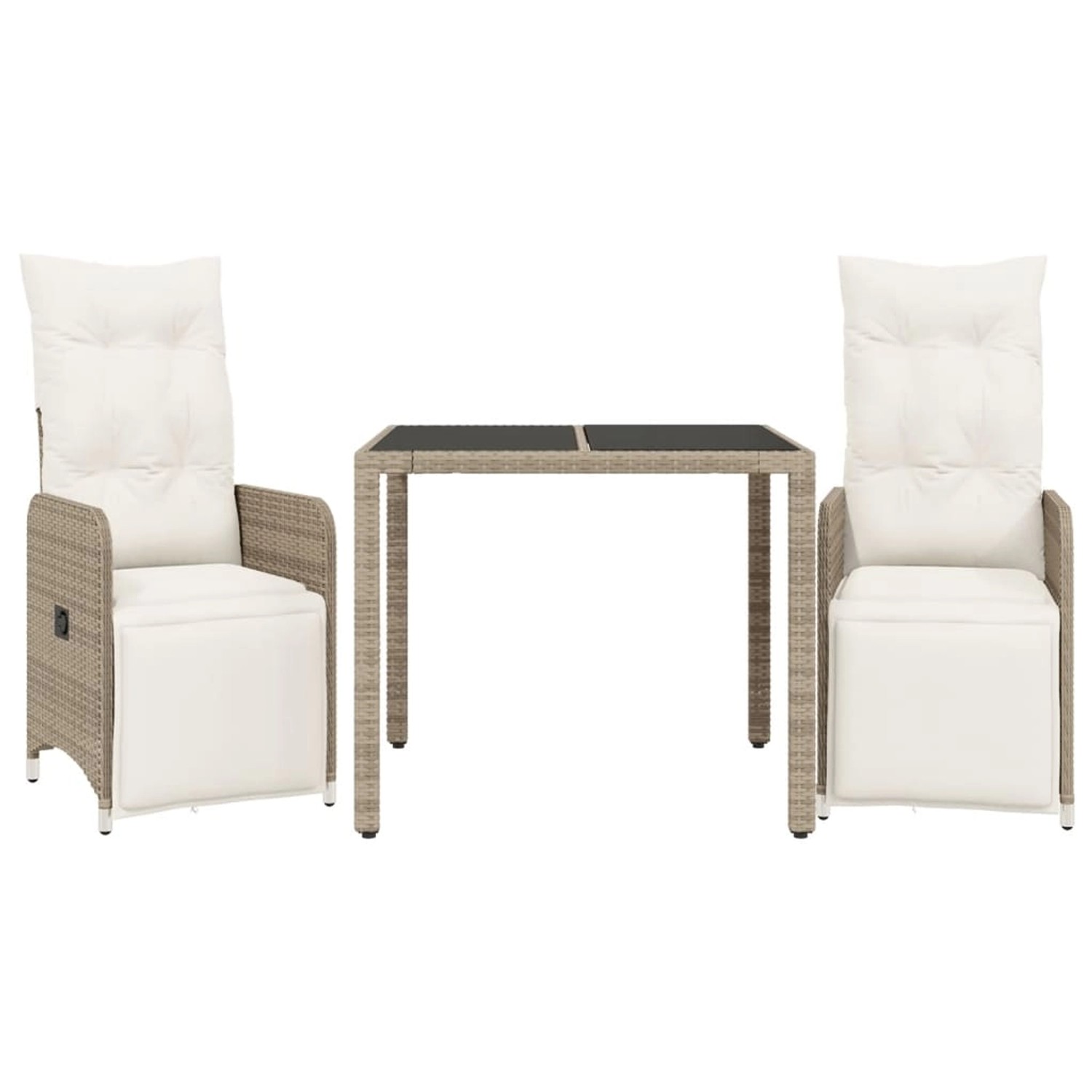 vidaXL 3-tlg Garten-Bistro-Set mit Kissen Braun Poly Rattan