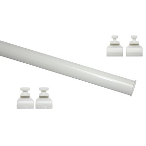 Weißes Gardinia Profil zum Klipsen für Flächenvorhangstoffe mit Gleitern.