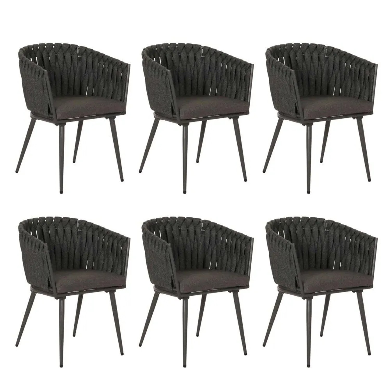 MCW Alu-Esszimmerstuhl N38 6er-Set Anthrazit Kissen Dunkelgrau