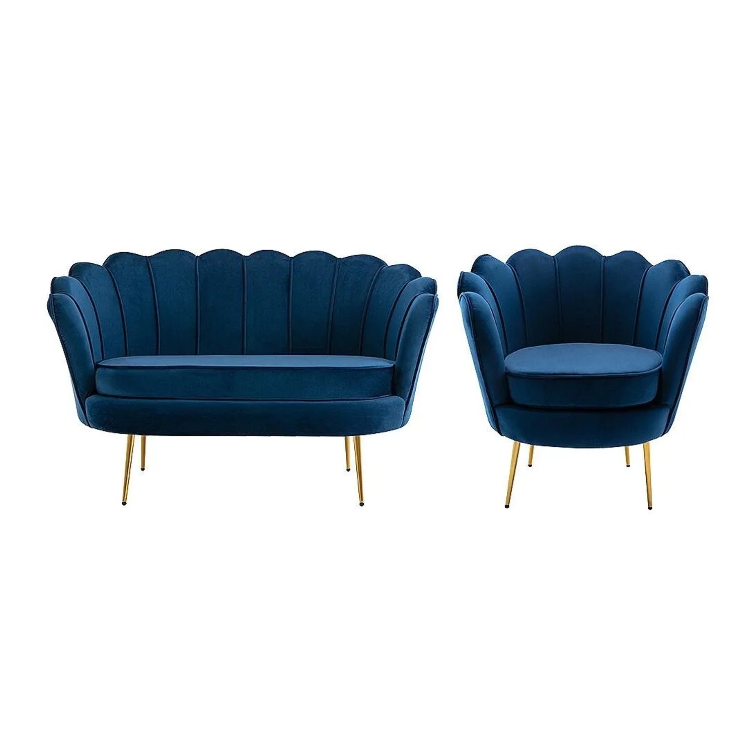 Vente-unique Couchgarnitur Mit Sessel Dandelion Marineblau 124 cm  78 cm