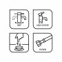 Piktogramme zur baliv Waschtischarmatur WT-150: 360° drehbar, UBA/DVGW, Pop-Up Ventil, DVGW-Anschlussschlauch.
