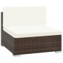 Braunes vidaXL Garten Lounge Element aus Rattan mit cremeweißen Auflagen.