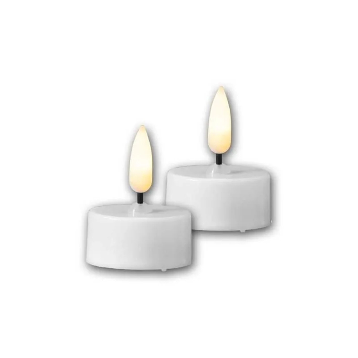 Star Trading LED Teelicht Kerze 3D FLAMME Weiß 2er Set Timer