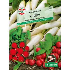 Sperli Radieschen Saatband Kombination I mit roten und weißen Radieschen.