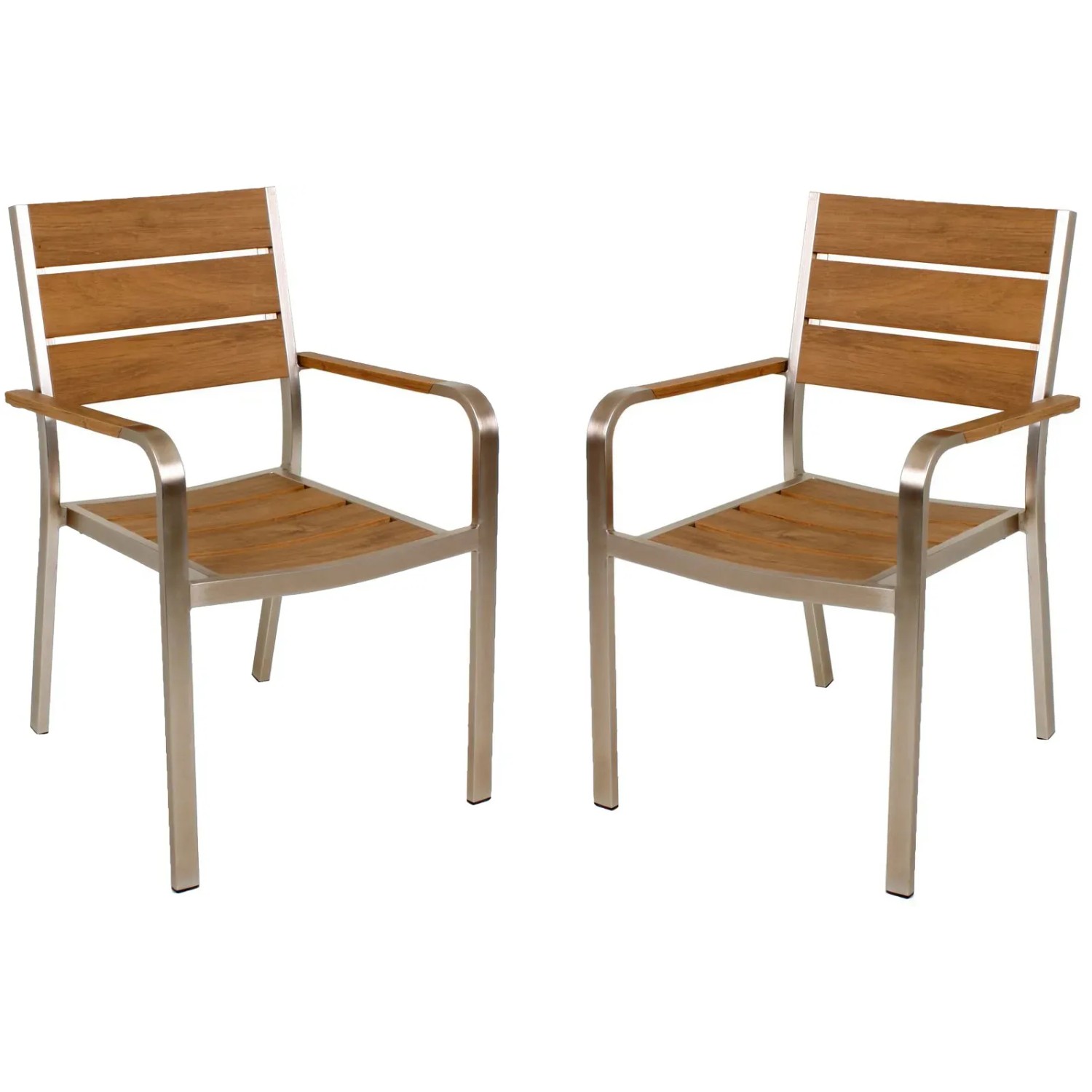 Garden Pleasure Stapelstuhl FLORENCE Aluminium mit Armlehnen Champagner 4er Set