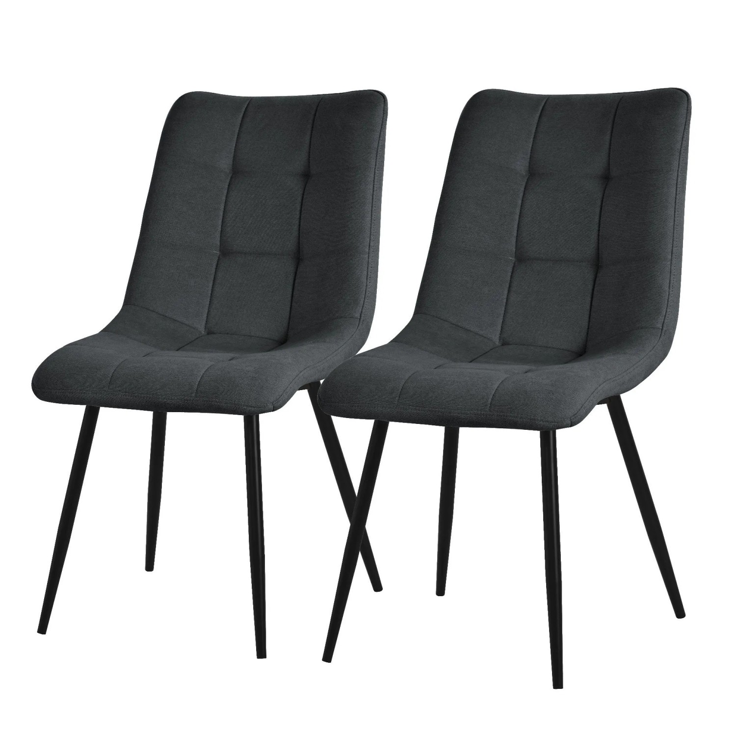 ML-Design Esszimmerstühle 2er Set Anthrazit Stoffbezug Metallbeinen