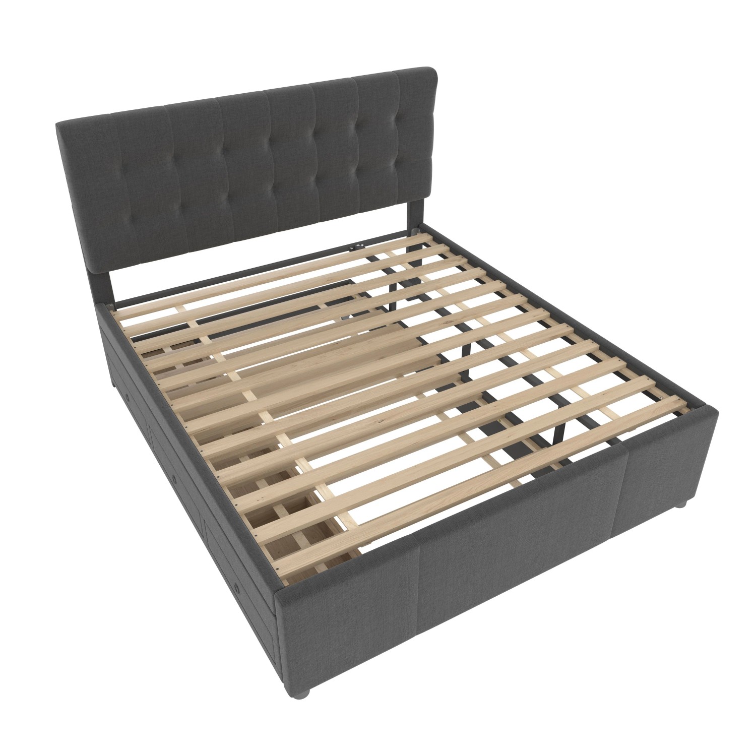 okwish Polsterbett 140x200cm mit Schubladen Schlafzimmer Grau ohne Matratze