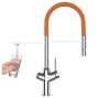 VIZIO 3-Wege Küchenarmatur, Chrom/Orange, mit Handbrause und schwenkbarem Auslauf.