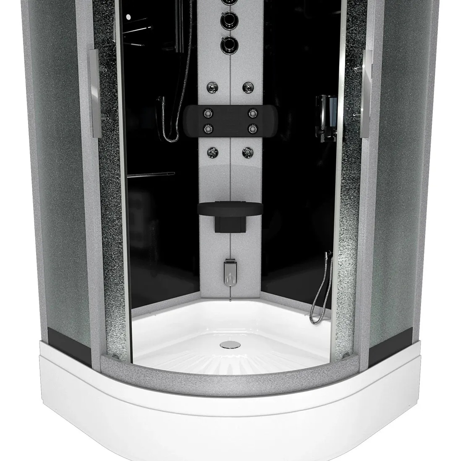 AcquaVapore Duschkabine 90x90 cm, Komplettdusche mit schwarzer Rückwand und Regendusche.