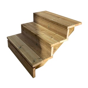 Vinuovo Gartentreppe aus Holz, 3 Stufen, 80cm breit, mit Setzstufen.