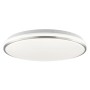Weiße LED Deckenleuchte Avalis mit gebürstetem Aluminiumrahmen, Durchmesser 38 cm.