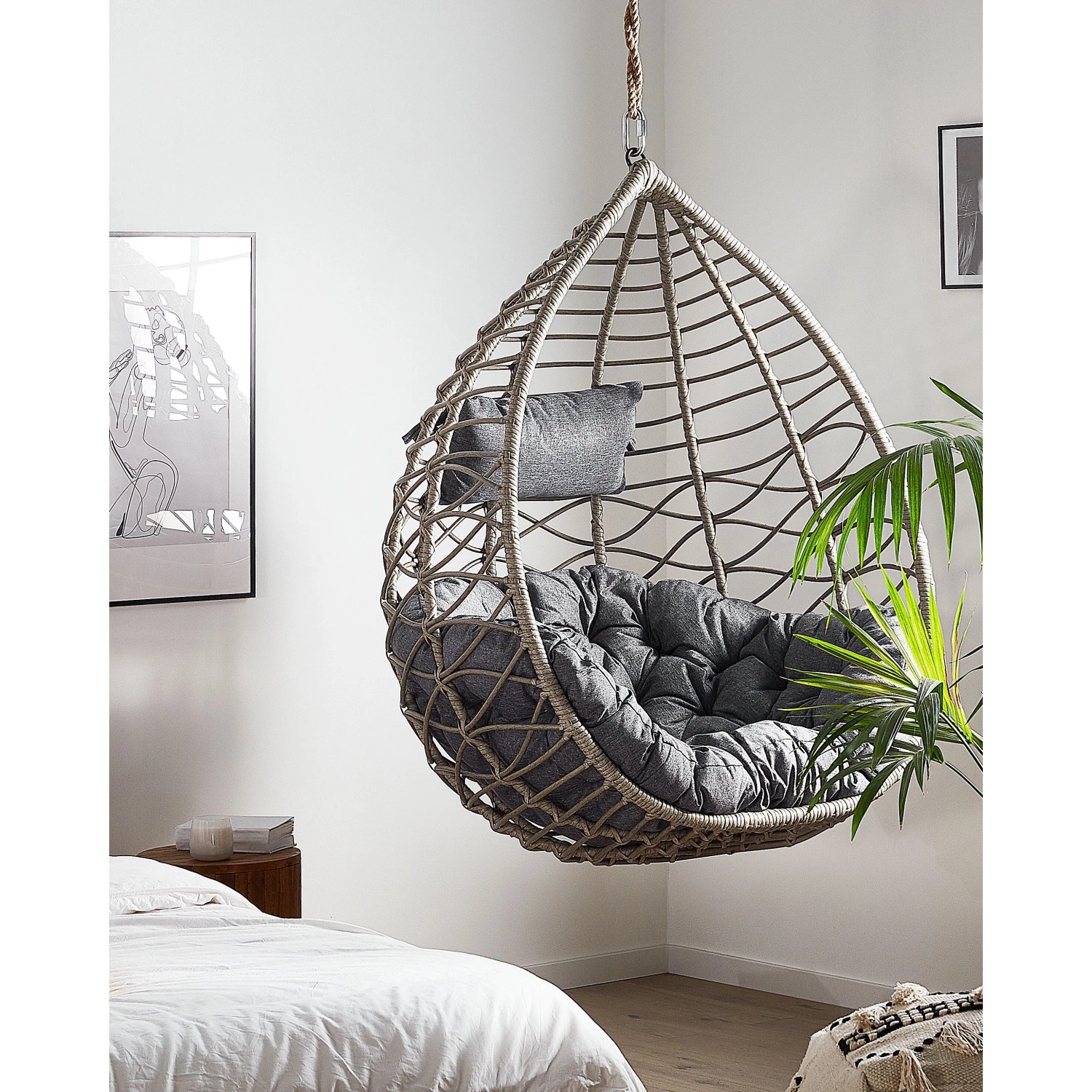 Beliani Hängesessel Outdoor Grau Beige 97x100x121 cm kaufen bei OBI