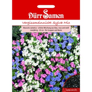 Dürr Samen Vergissmeinnicht Sylva Mix: Blumensamen mit blauen, rosa und weißen Blüten.