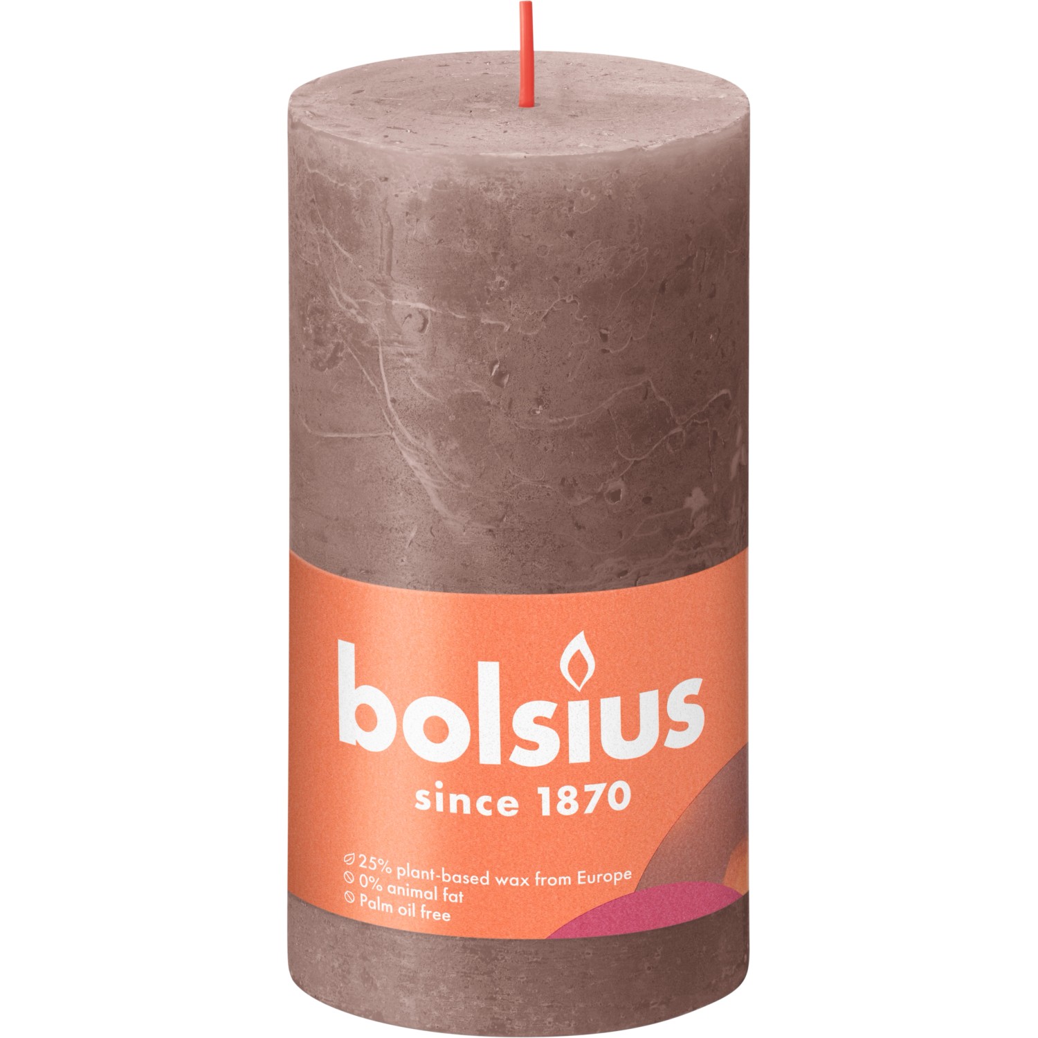 Bolsius Rustik-Kerze Shine 130/68 mm Rustikales Taupe