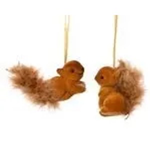 Kaemingk Christbaumschmuck Eichhoernchen Kunststoff 4 cm Braun Beflockt 2er Set