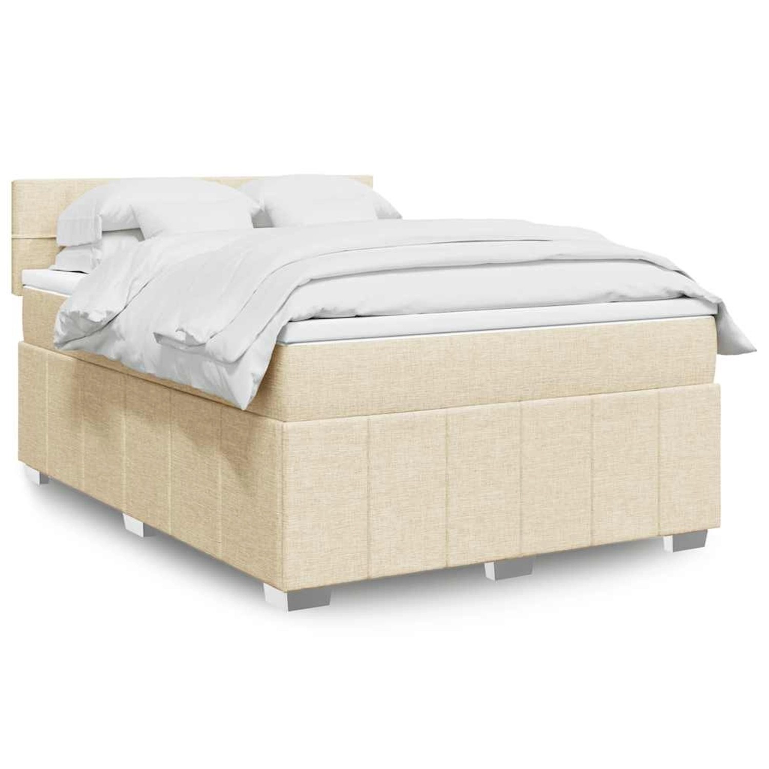vidaXL Boxspringbett mit Matratze Creme 140x190 cm Stoff 3289368 günstig online kaufen