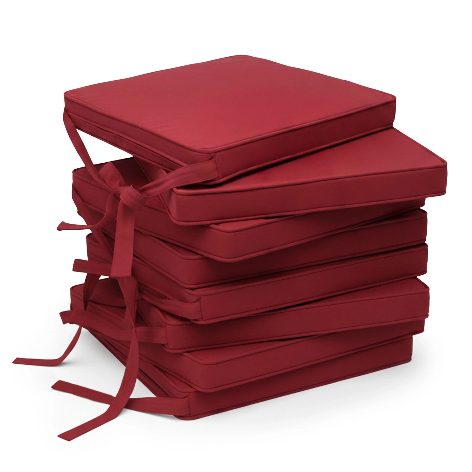 Beautissu 8er Set Loft SK Stuhlkissen 45x40 cm mit Bändern Rutschfest Rot