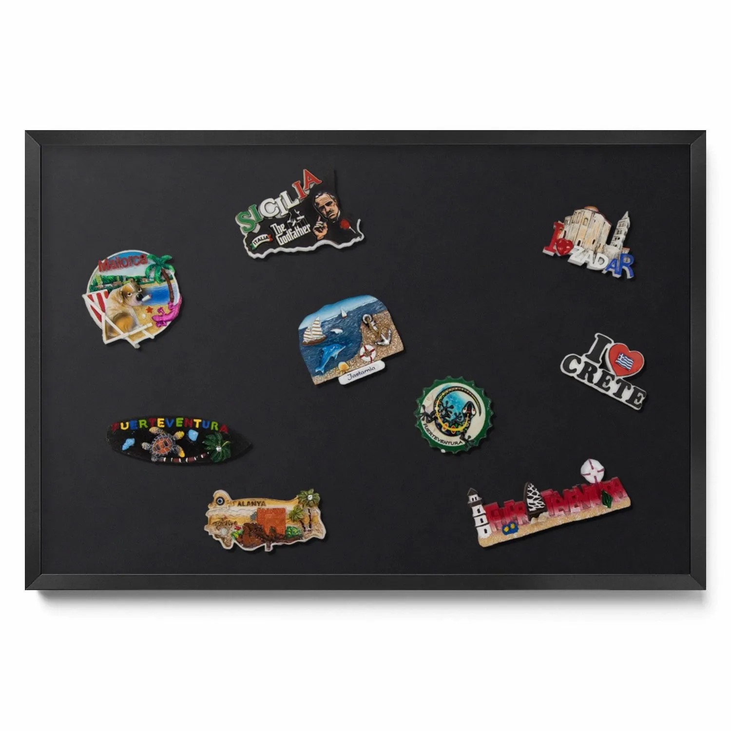 Tulup Magnettafel Metalltafel für Magnete Farbe Schwarz 60x40 cm Magnetboard Gerahmt für Urlaubsmagnete Schwarzer Rahmen