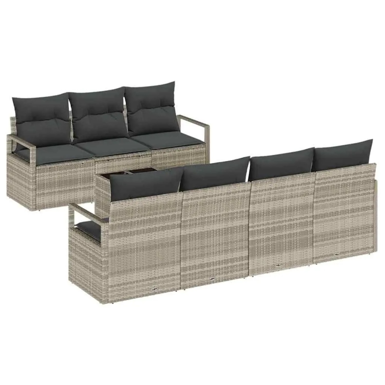 vidaXL Sofa Set 8-Tlg Hellgrau Poly-Rattan 3346292 günstig online kaufen
