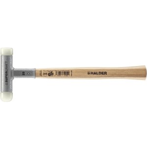 Halder Supercraft Schonhammer 25mm mit Hickory-Stiel und weißen, rückschlagfreien Schlageinsätzen.