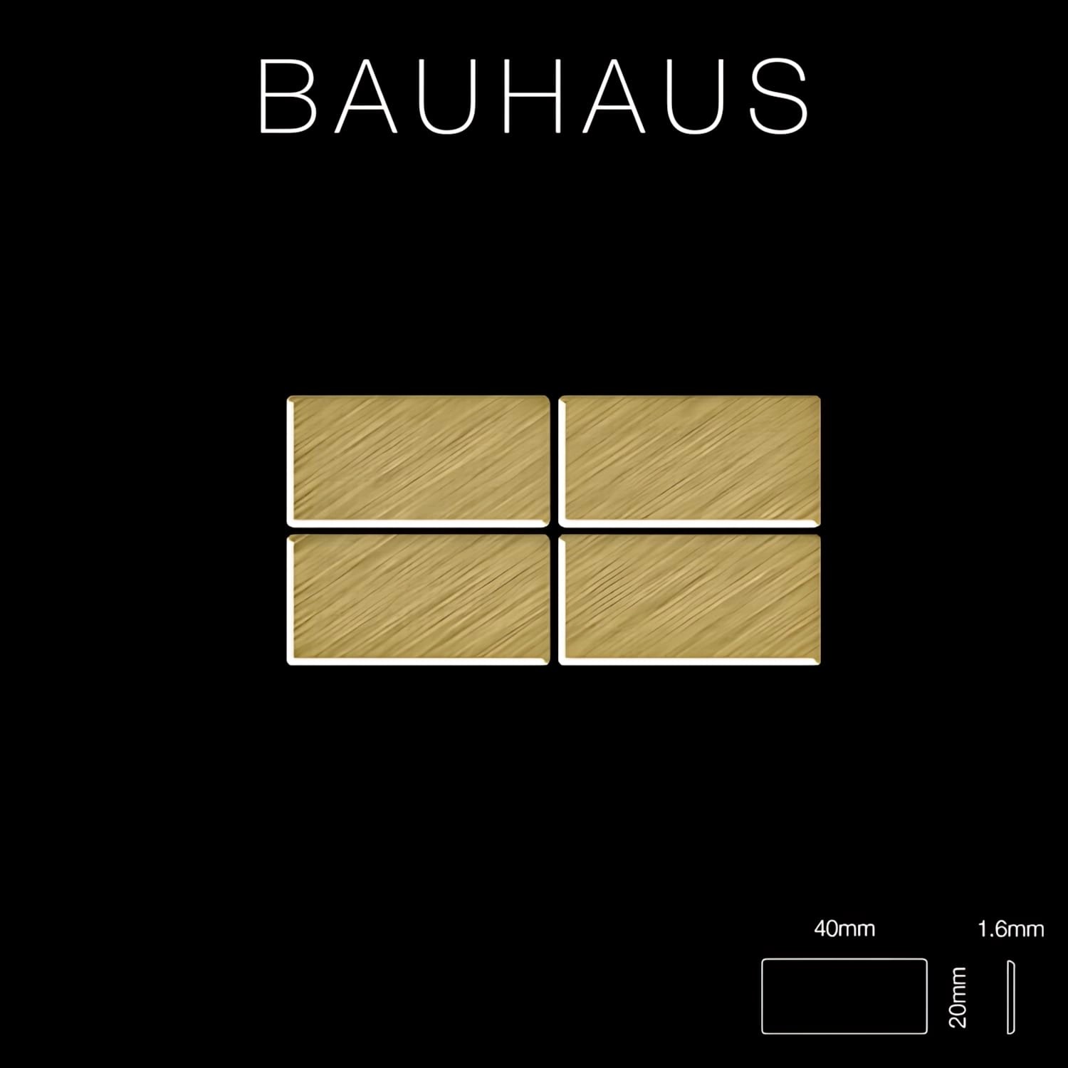 Mosaikfliesen ALLOY Massiv Metall Titan Gebürstet Gold, 10 Matten (1,05 m²).