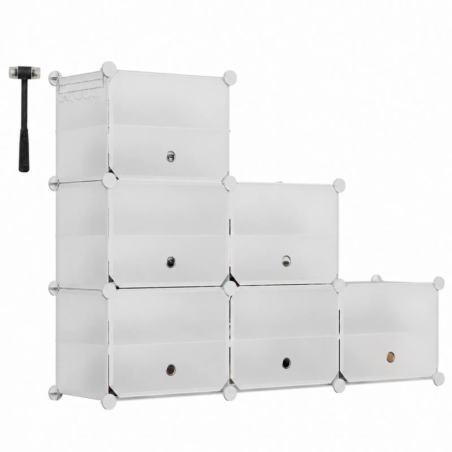 Sekey Schuhregal Schuhregal Schuhschrank Schuh-Organizer Stecksystem DIY-Regal 1-tlg für 24 Paar Schuhe Kunststoff in Weiß mit 6 Türen