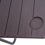 Detailansicht: Garden Pleasure Hängeklapptisch Tabora mit Holzoptik und Getränkehalter.