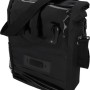 Schwarze Fischer Kurier Fahrrad-Gepäckträgertasche mit Schultergurt und Reflektoren.