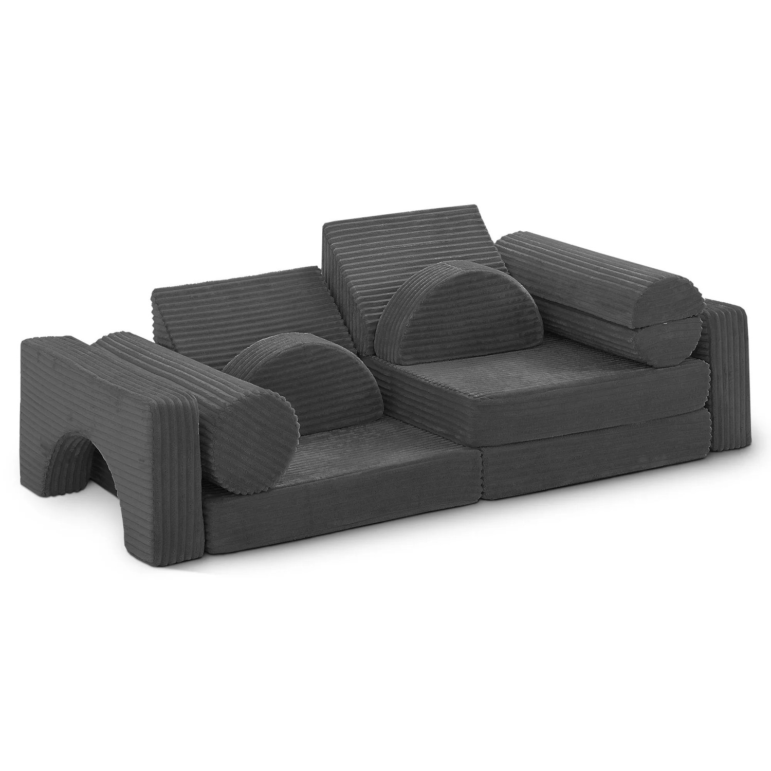 Bestlivings Spielsofa für Kinder Cord 11-teiliges Set Anthrazit