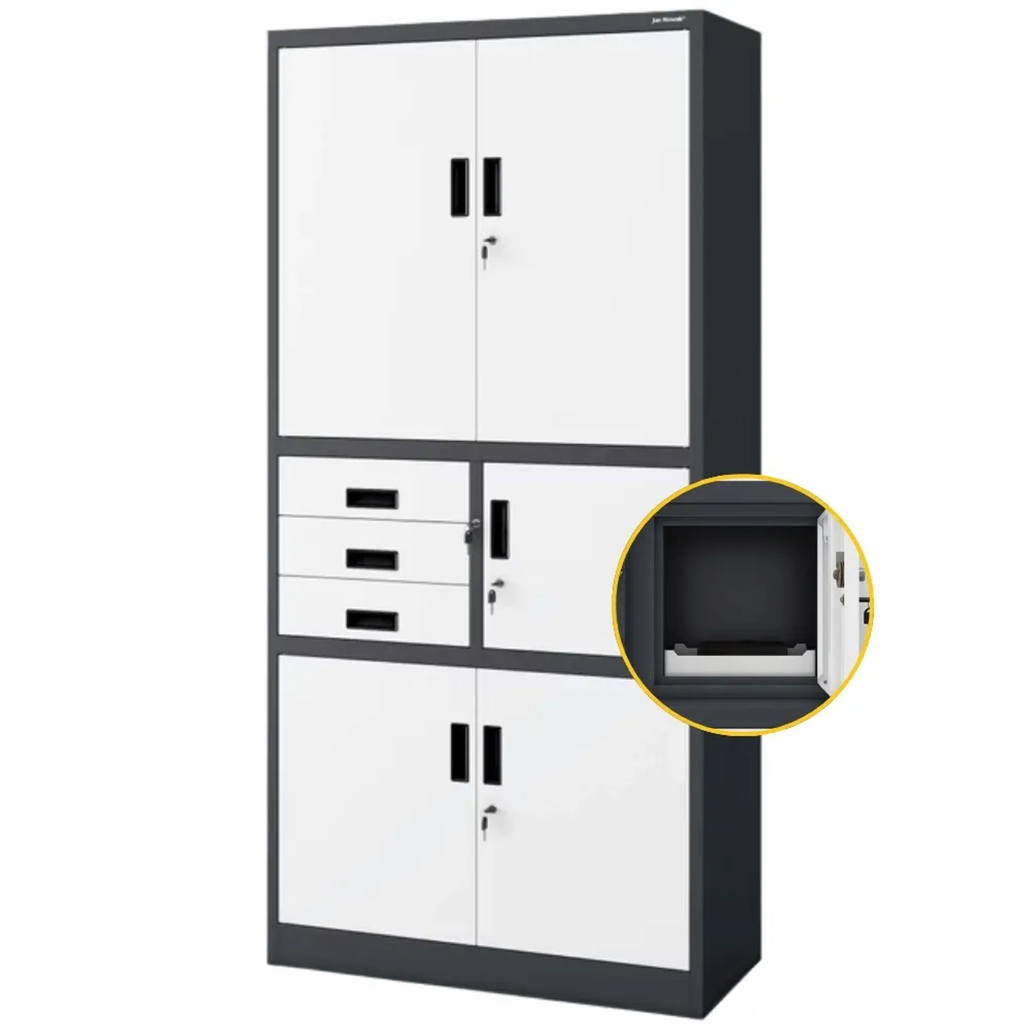 DELUKE Aktenschrank Abschließbar GEDO mit Tresor 185 x 90 x 40 cm Anthrazit-Weiß