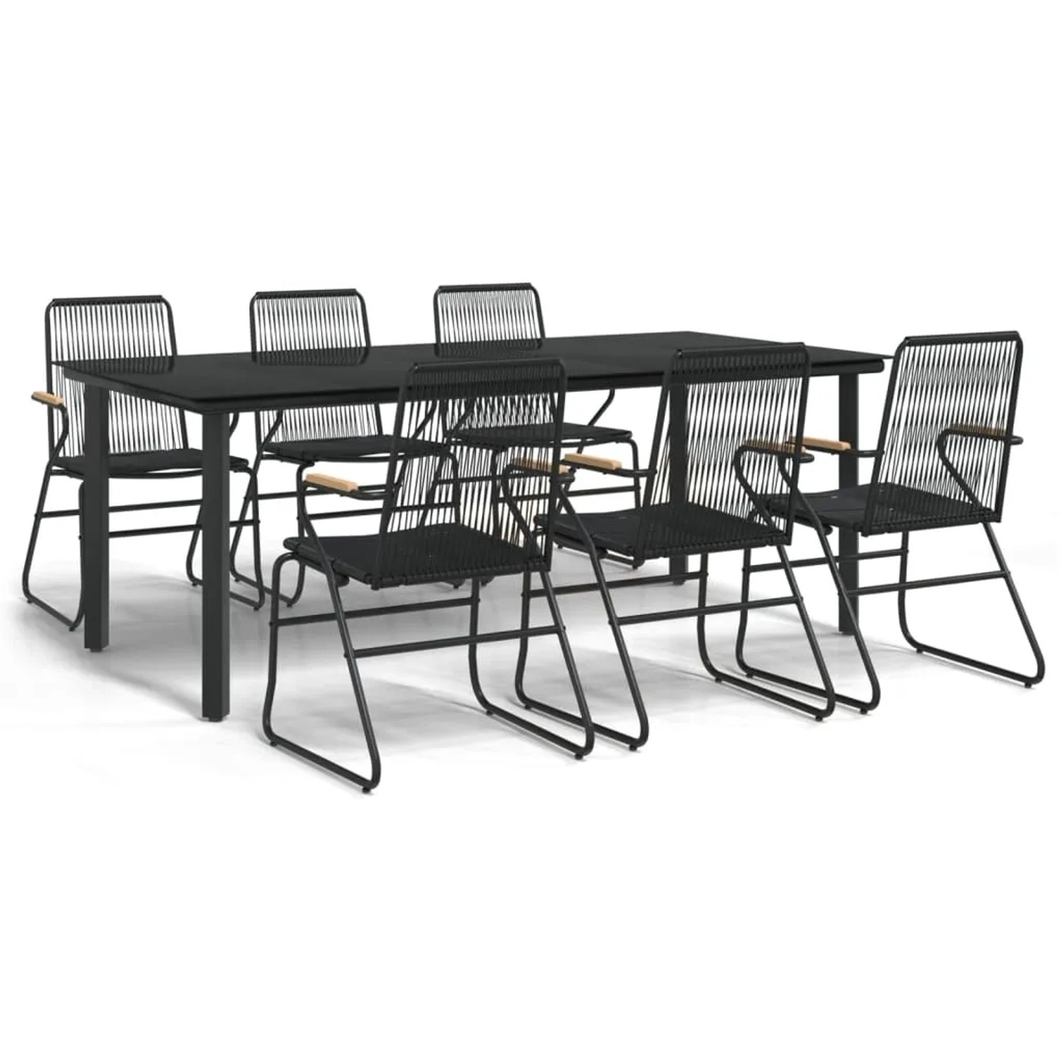 vidaXL 7-Tlg Garten-Essgruppe Schwarz PVC-Rattan 3099213