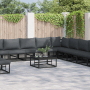 Schwarzes vidaXL Garten-Sofa-Set (12-tlg.) mit Tisch und Kissen auf einer Terrasse.