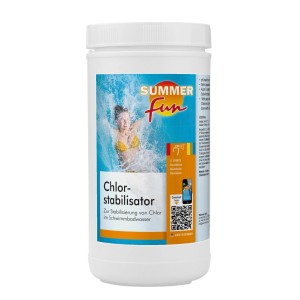 Summer Fun Chlorstabilisator 1 kg im Behälter für Pool Desinfektion.