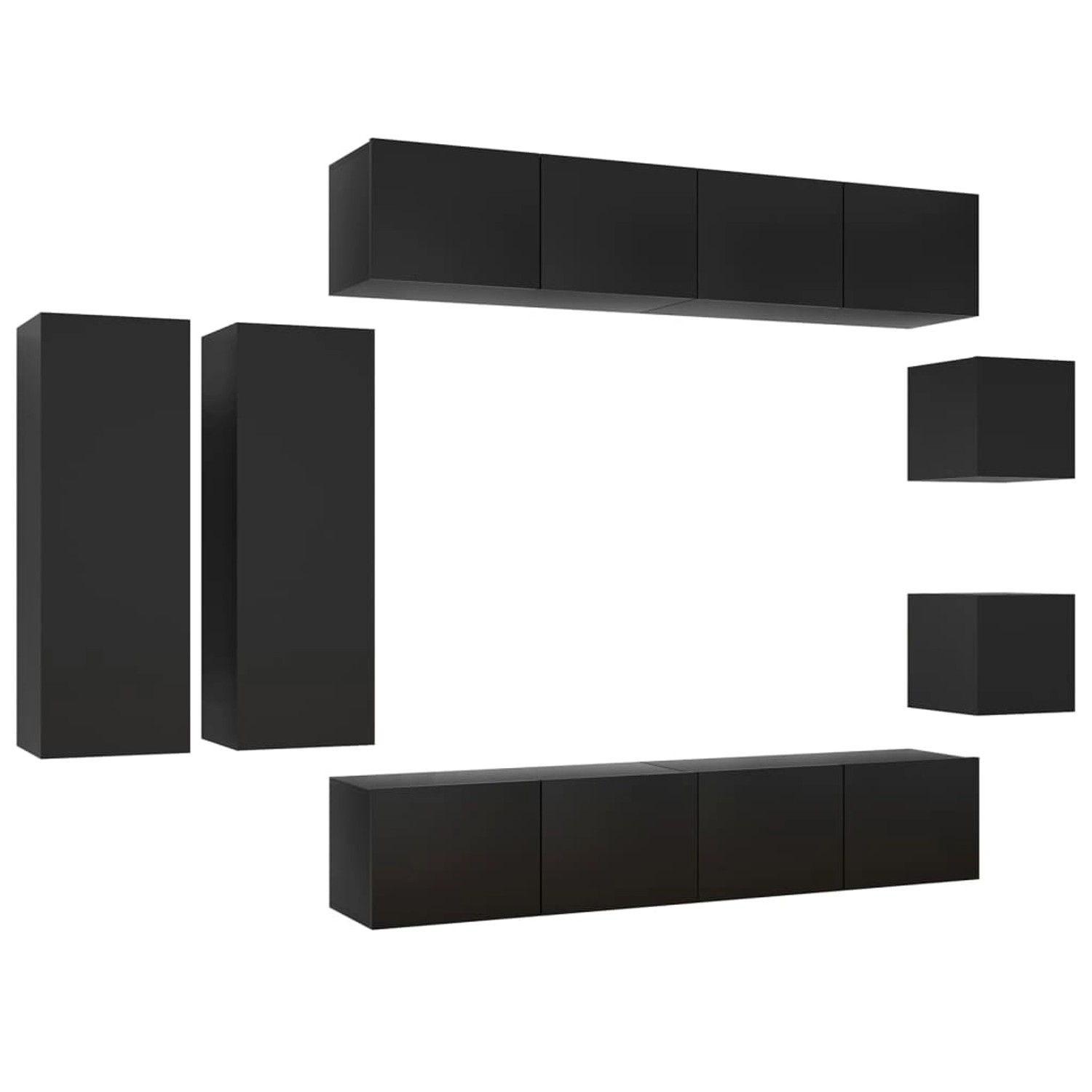 VidaXL 8-tlg. TV-Schrank-Set Schwarz Holzwerkstoff 9 günstig online kaufen