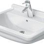 Weißes Duravit Starck 3 Handwaschbecken, 45 cm, mit Überlauf und Hahnloch für Gäste-WC.