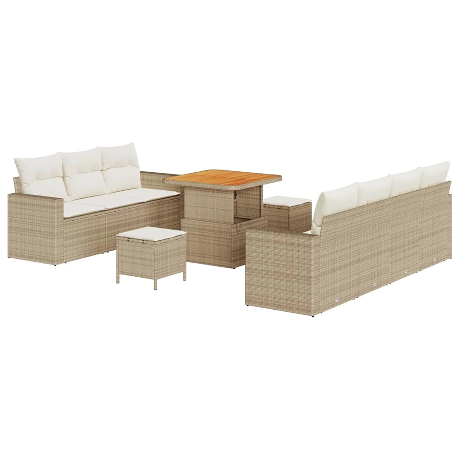 vidaXL Garten-Sofa-Set 10-Tlg Beige Poly Rattan 3361576 günstig online kaufen