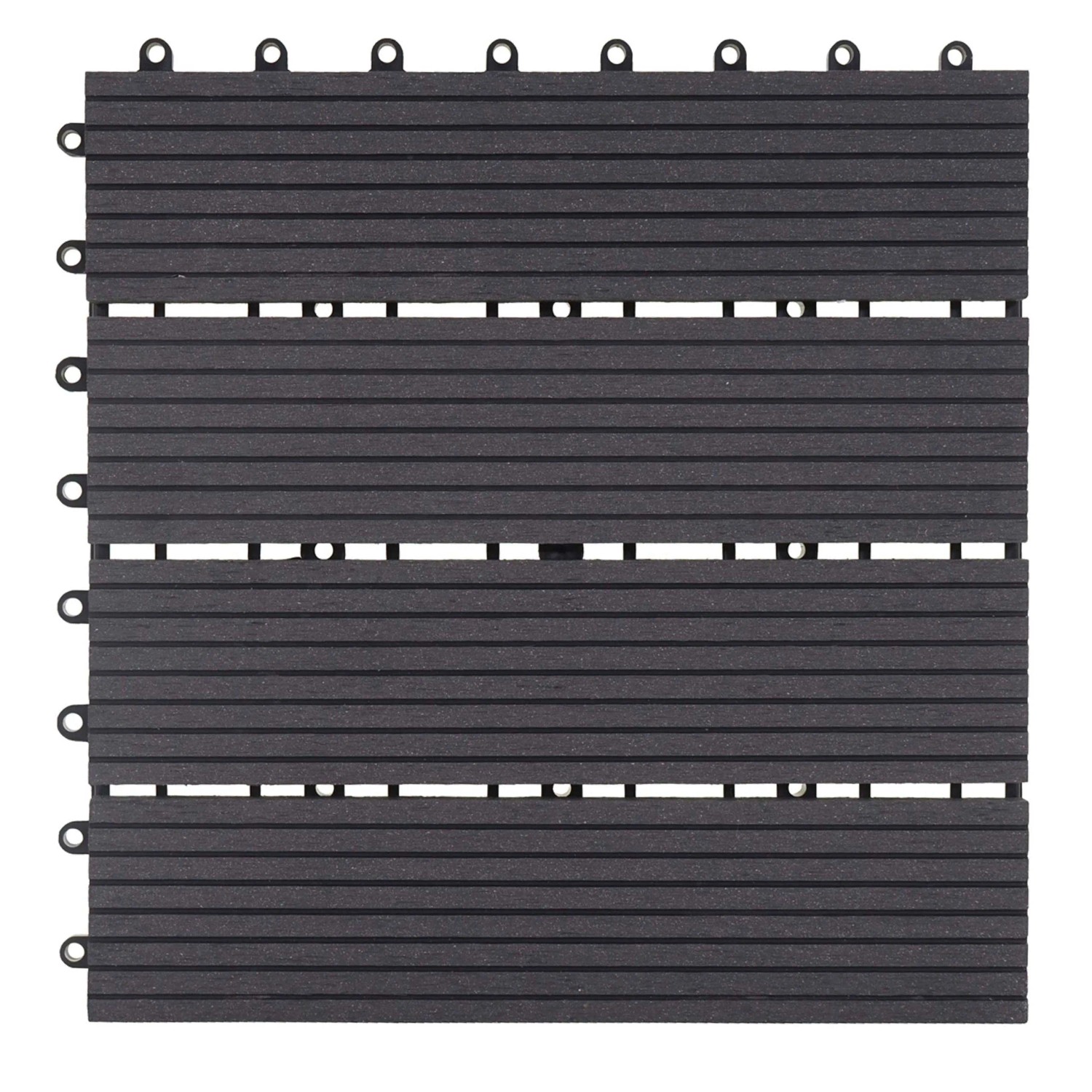 BERLINLODGE WPC Bodenfliese 11x Je BxT 30x30cm Holzoptik Balkon Terrasse Premium Anthrazit Linear