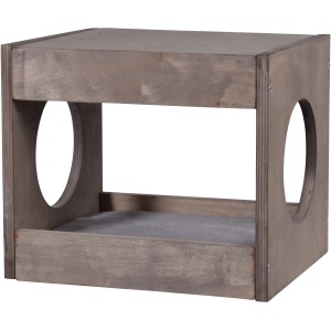 Dobar Katzenmöbel: Katzenhöhle aus Holz mit Kuschelkissen, Teil eines 3-teiligen Sets.